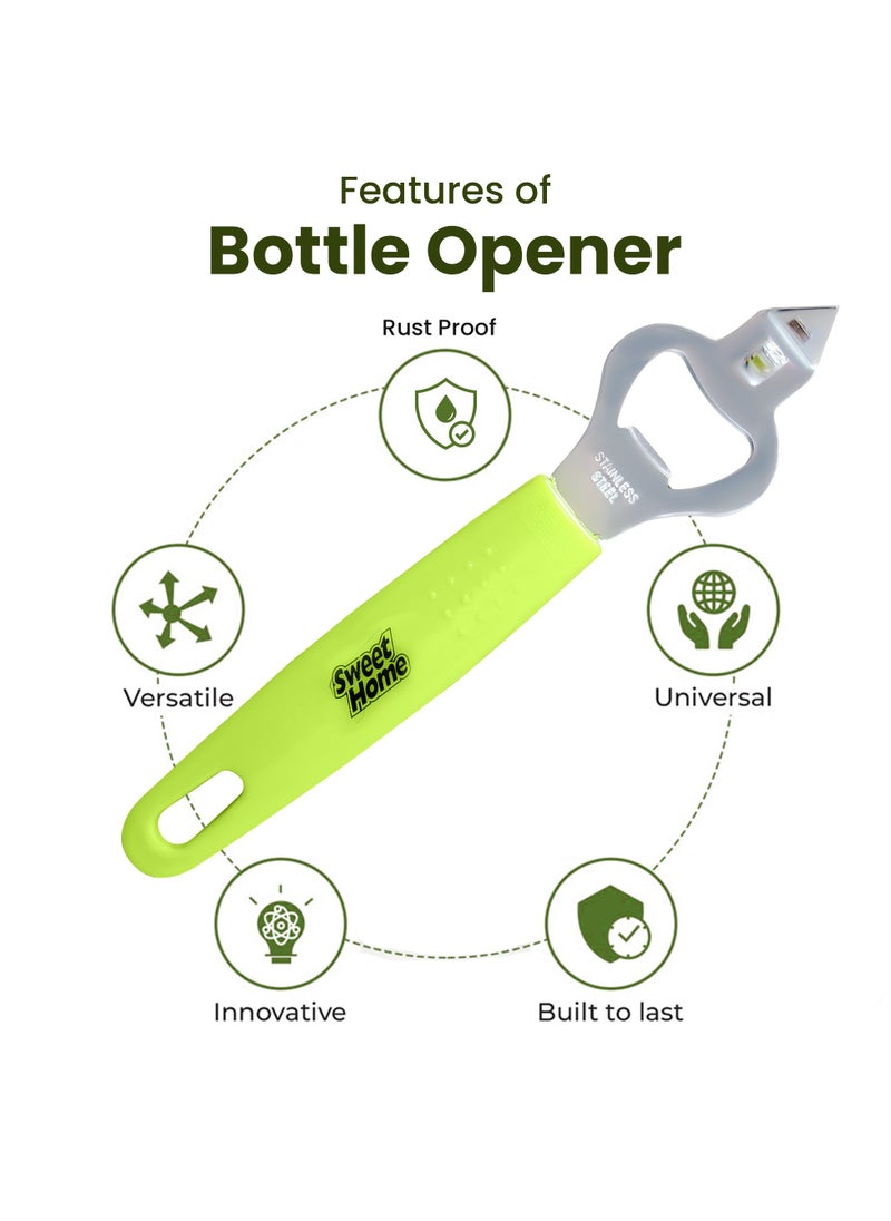 Sweet Home - Sweet Home Bottle Opener Can Opener Manual Stainless Steel Can Opener Durable & Easy To Grip Handle Heavy Duty Stainless Steel Bottle Opener - Image 1