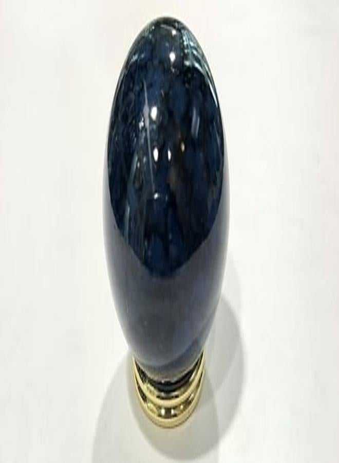 Kitchen And Cabinet Handle Button, Navy Blue And Black, Plastic Material, Brass Base, Brass Handle, Made In Taiwan, Large Button Length