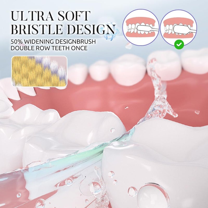 HANNEA® Tooth Brush Set Soft Bristle Tooth Brush for Adults 3 In 1 Toothbrush with Double Side Tongue and Face Cleaner Soft Rubber Dental Brush, Pack of 4 - Image 5