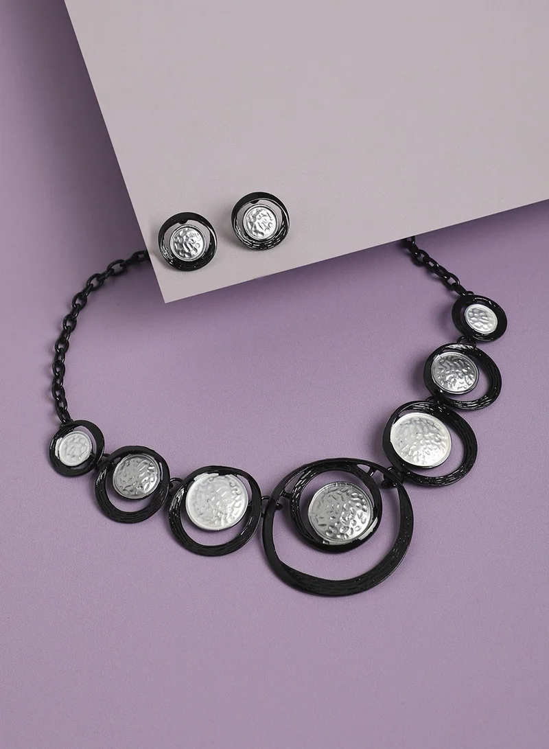 SOHI Black & Dented Circular Artificial Jewellery Set
