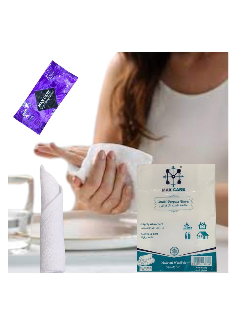 ماكس كير حزمة مناشف متعددة الاستخدامات من ماكس كير، تحتوي على 50 قطعة (30x60 سم) مع 50 منشفة منعشة، شديدة الامتصاص، ناعمة، متوفرة بنكهات متعددة. - Image 3