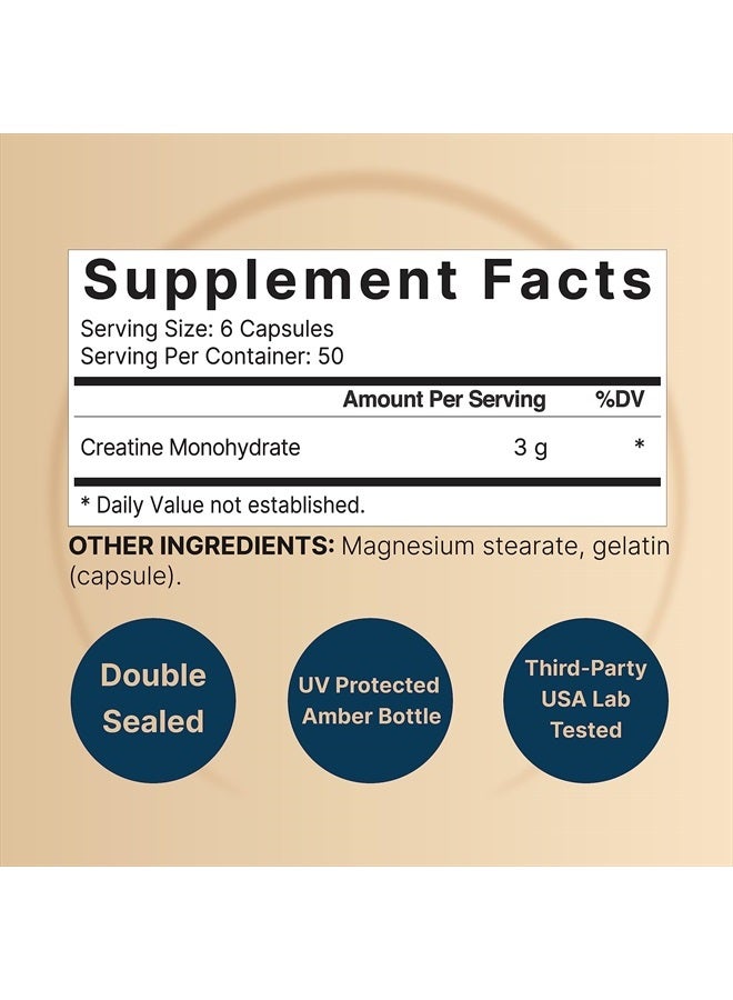 NatureBell Creatine Monohydrate 3,000mg Per Serving, 300 Capsules – Micronized – Unflavored Creatine Pills – Support Pre Workout & Healthy Muscle – Easily Absorbed, Easy to Swallow (50 Servings) - Image 2