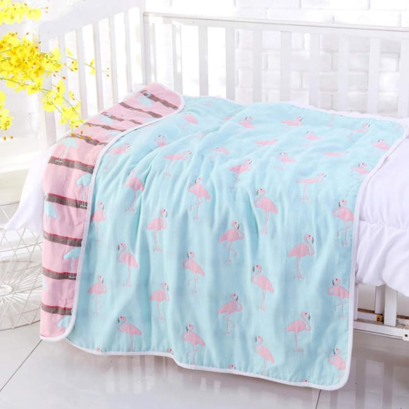 MumsLap Baby Muslin Blanket for Newborn 80 80 6 Layer Gauze Cotton Soft Swaddle Wrap BlanketQuiltBath TowelNursing CoverCrib Blankets for Boys and Girls Pink Swan - Image 4
