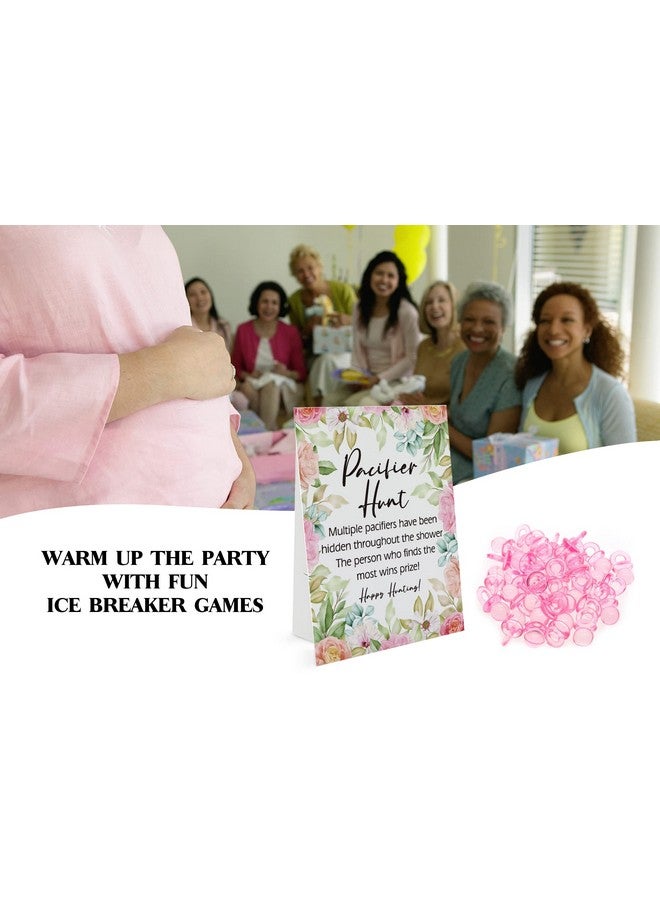 GNATV Baby Pacifier Hunt Baby Shower Games, Gender Reveal Game, Flower Theme 8×10 Sign and 50 Mini Acrylic Pacifier, Favorite Adults Kids Games for Baby Shower Activities, Baby Shower Games for Girl BPH10 - Image 3