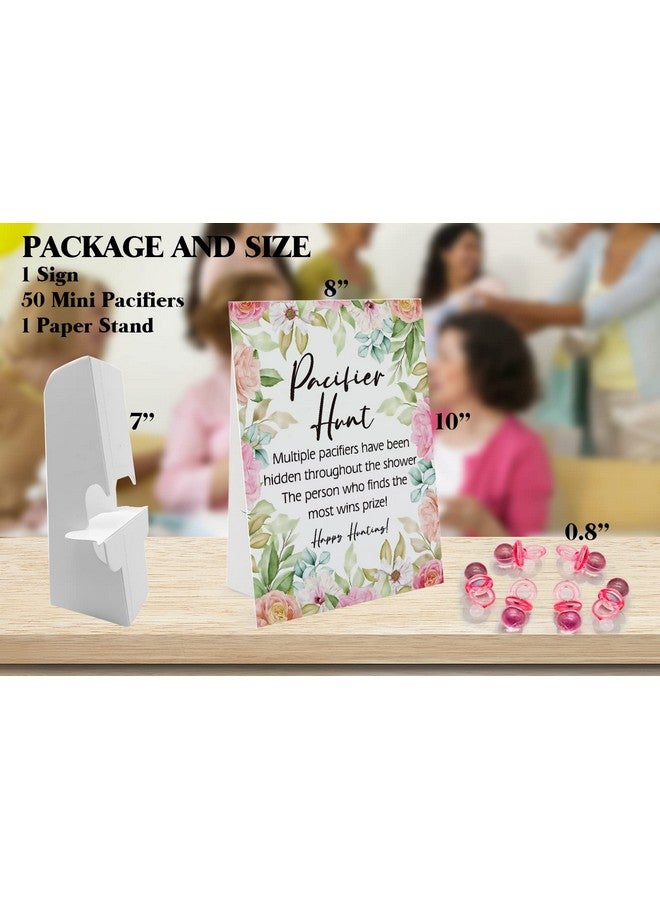 GNATV Baby Pacifier Hunt Baby Shower Games, Gender Reveal Game, Flower Theme 8×10 Sign and 50 Mini Acrylic Pacifier, Favorite Adults Kids Games for Baby Shower Activities, Baby Shower Games for Girl BPH10 - Image 2