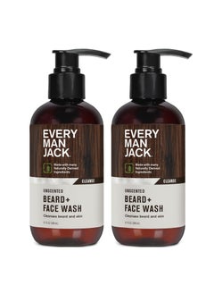 Every Man Jack Every Man Jack Unscented Beard  Face Wash  Fragrance Free for Sensitive Skin  Naturally Cleanse and Condition Your Beard and Skin  67ounce 2 pack 