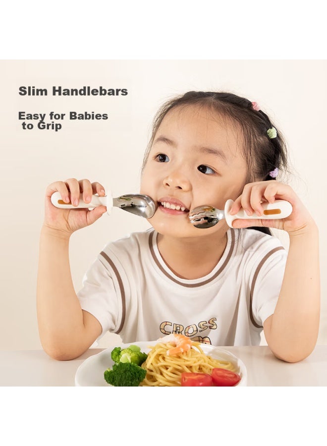 JD.com Jd Jingzao, Spoon, Soup And Rice Spoon, 316l Stainless Steel Food-grade Children's Yuanbao Fork And Spoon, , Two-piece Set - Image 2