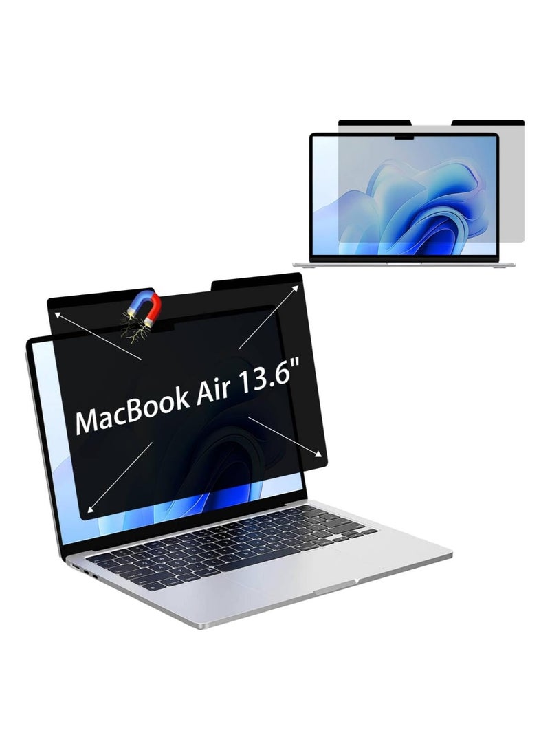 Magnetic Privacy Screen Protector for MacBook Air 13.6-inch (2022-2025, M2, M3, M4): 360° anti-spy, anti-glare, blue light protection, enhanced screen clarity, and scratch-resistant shield. - Image 1