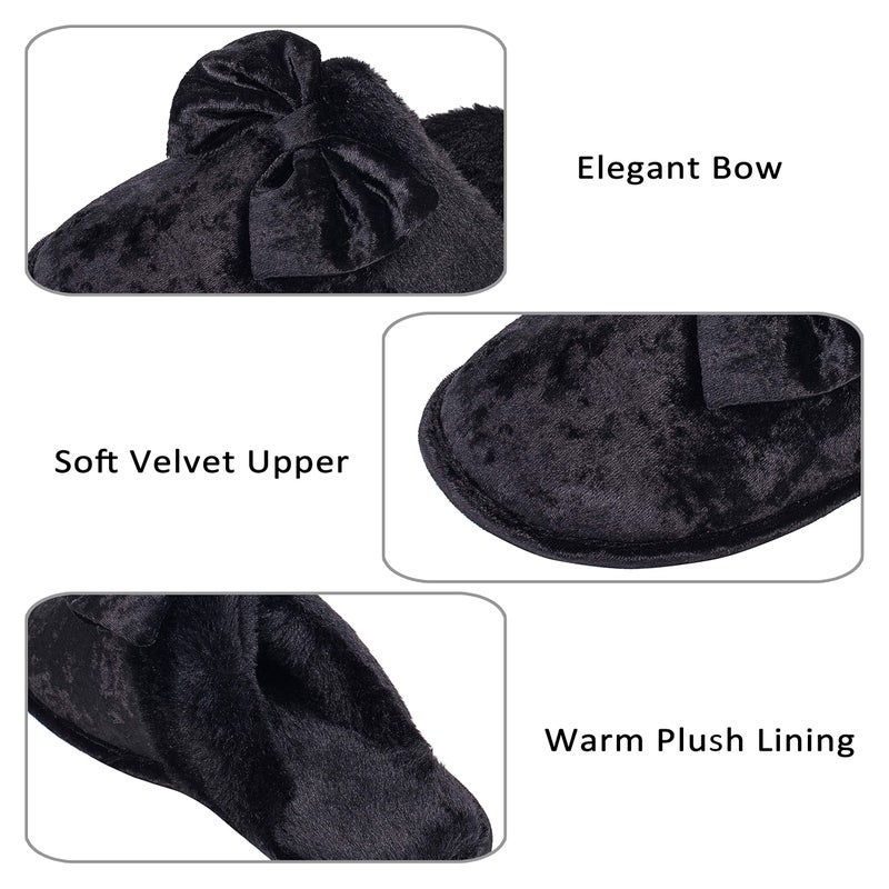 DL Womens Fluffy Velvet Slip on Scuff Slippers for Women Indoor, Warm Furry Ladies Bedroom Slippers with Non Slip Outsole Pink Gray - Image 3