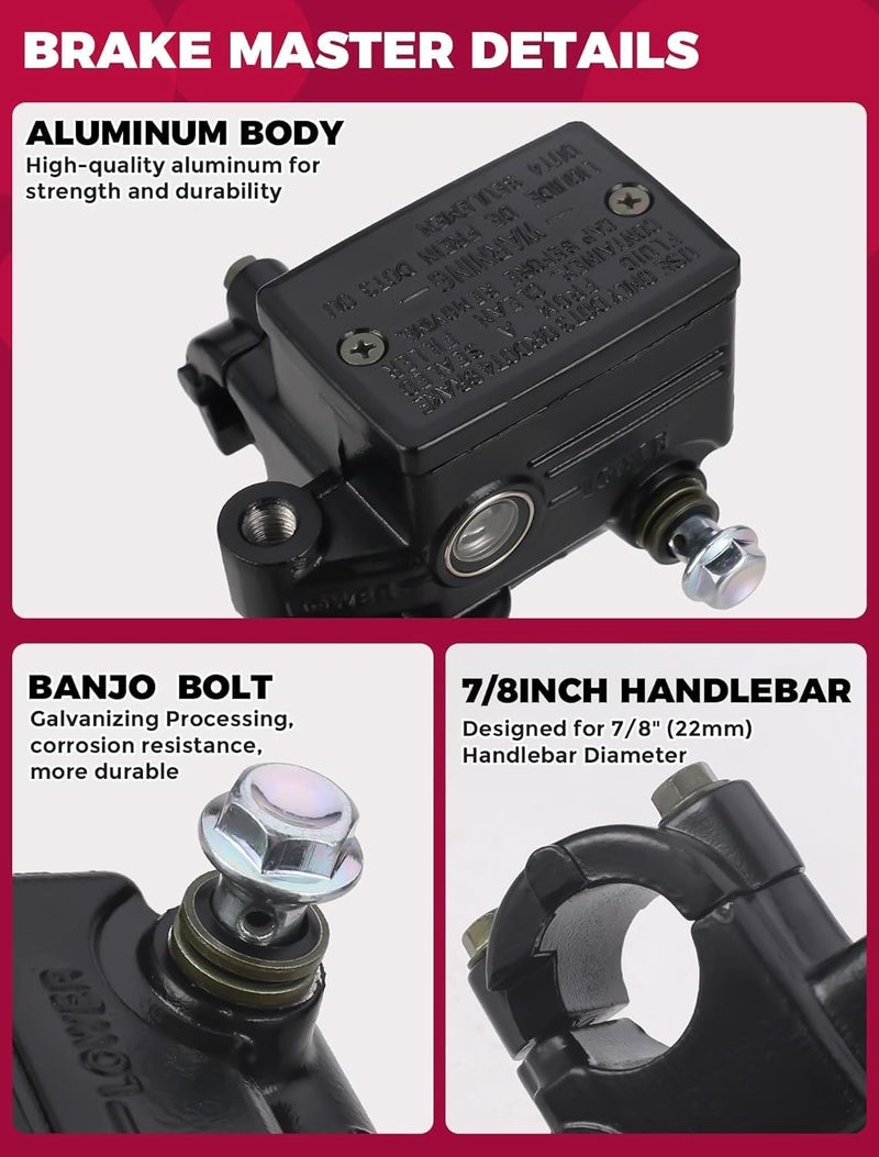 OLIFANT Front Brake Master Cylinder Handle for Honda ATV FourTrax 300/Foreman 450 500 400/Rancher 350 Recon 250/Rincon 650/400ex 300ex 250ex Silver - Image 3