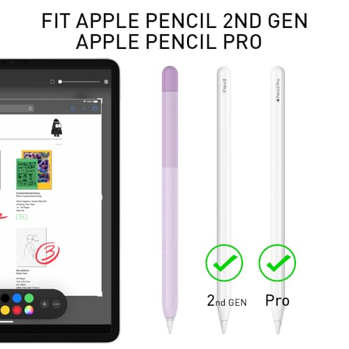 Delidigi Case for Apple Pencil Pro (2024) and Apple Pencil 2nd Generation Gradient Color Silicone Protective Cover Sleeve Accessories Compatible with iPencil Magnetic Charging and Double Tap-Lavender - Image 3