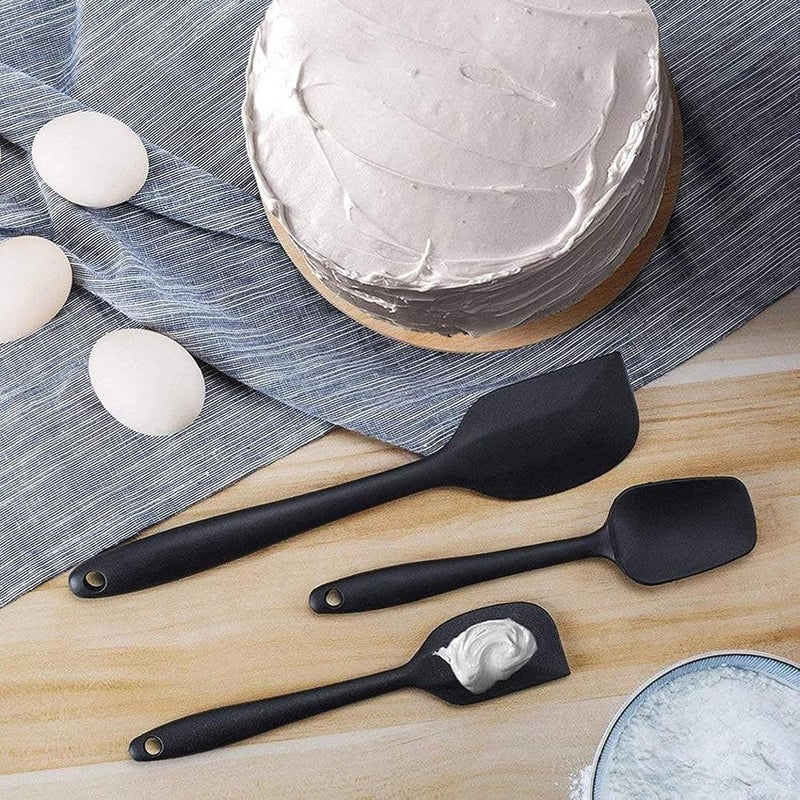 MOBDESK Silicone Spatula Set 5pcsHeatResistant Baking Spoon SpatulaSeamless OnePiece Design Easy to CleanNonStick Silicone Rubber with Stainless Steel Core Black PH 85 - Image 4