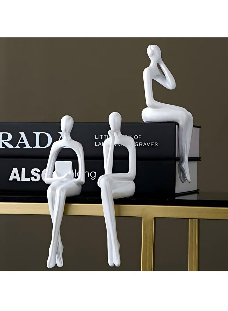 D&L Set Of 3 Pcs Abstract Thinker Art Statue Ornaments Abstract Decor Sculptures Resin Statue Modern Decorative Objects Desk Decor Small Shelf Decor Figurines Home Decorations For Living Room - Image 5