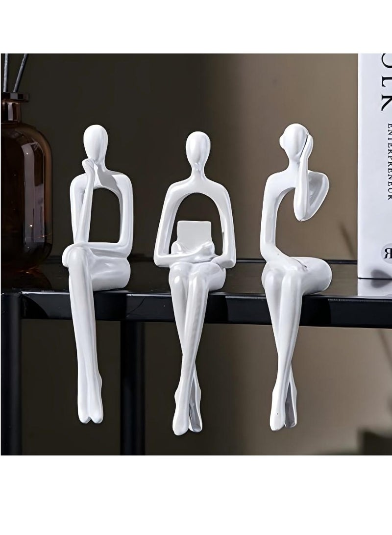 D&L Set Of 3 Pcs Abstract Thinker Art Statue Ornaments Abstract Decor Sculptures Resin Statue Modern Decorative Objects Desk Decor Small Shelf Decor Figurines Home Decorations For Living Room - Image 2