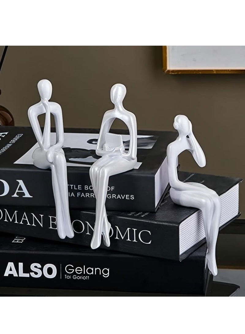 D&L Set Of 3 Pcs Abstract Thinker Art Statue Ornaments Abstract Decor Sculptures Resin Statue Modern Decorative Objects Desk Decor Small Shelf Decor Figurines Home Decorations For Living Room - Image 3