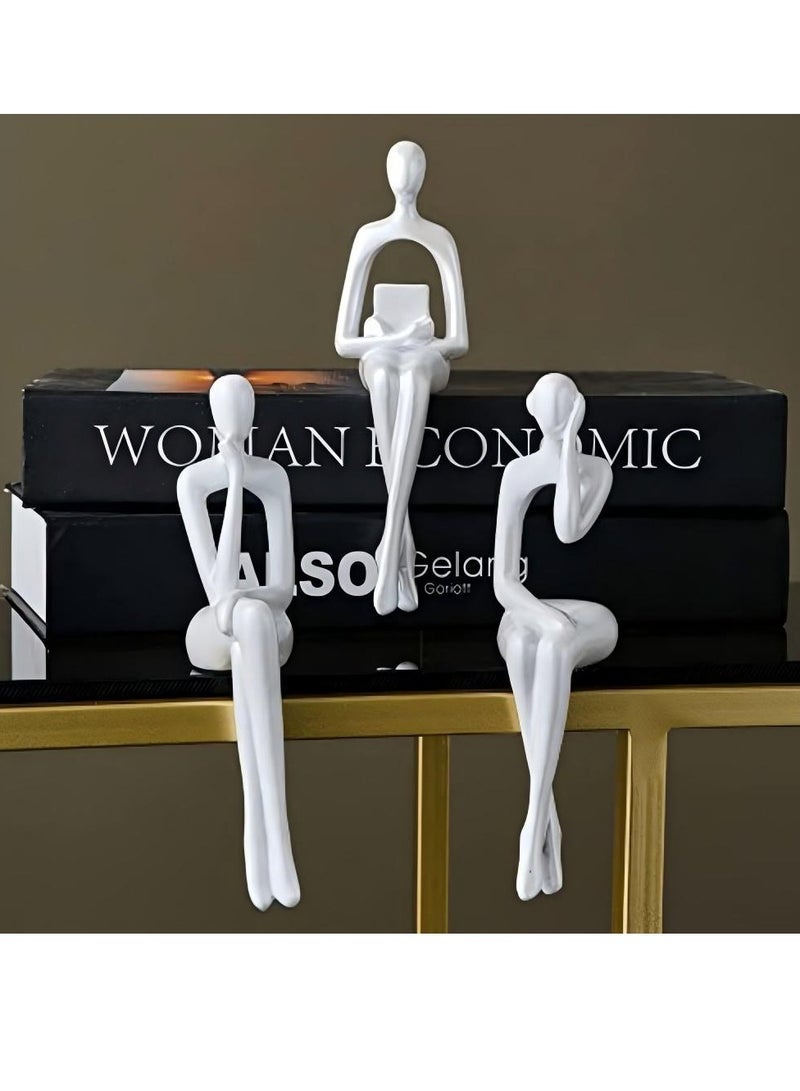 D&L Set Of 3 Pcs Abstract Thinker Art Statue Ornaments Abstract Decor Sculptures Resin Statue Modern Decorative Objects Desk Decor Small Shelf Decor Figurines Home Decorations For Living Room - Image 4