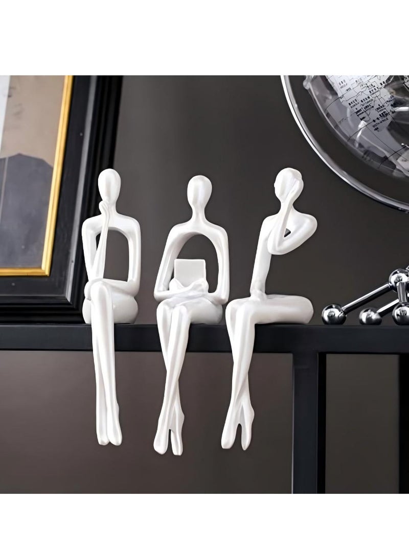 D&L Set Of 3 Pcs Abstract Thinker Art Statue Ornaments Abstract Decor Sculptures Resin Statue Modern Decorative Objects Desk Decor Small Shelf Decor Figurines Home Decorations For Living Room - Image 1