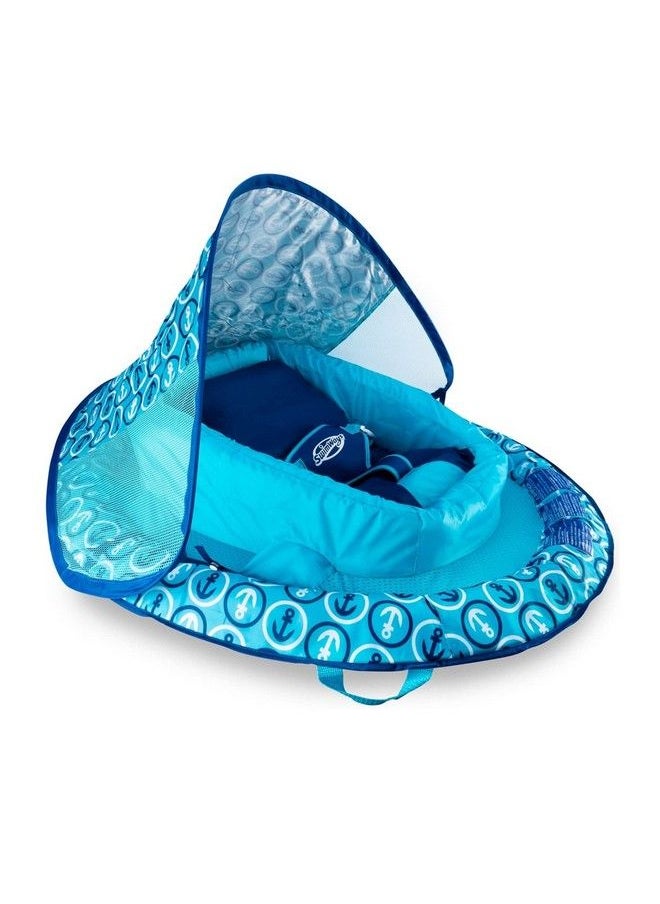 SwimWays Infant Baby Spring Float With Protective And Adjustable Sun Canopy For Infants 3 To 9 Months To Float In Swimming Pools Blue Anchor  - Image 2