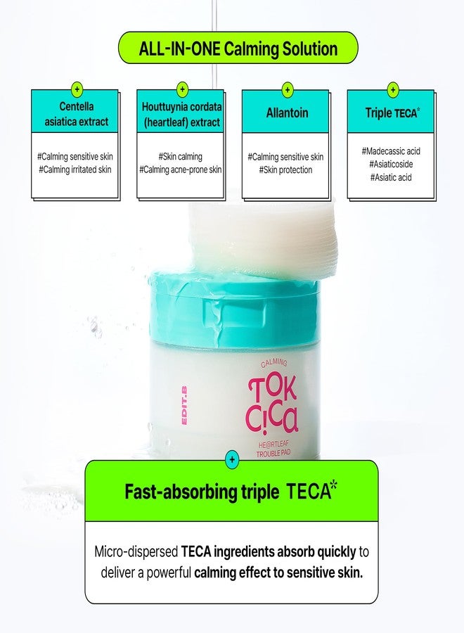 EDIT.B Calming Tok Cica Heartleaf Trouble Pads, Cooling & Hydrating Facial Toner Pads for Sensitive Skin, Mild Exfoliating & Soothing, Easy-Split for Multi-Use, Daily Korean Skin Care (70 Sheets - Image 3
