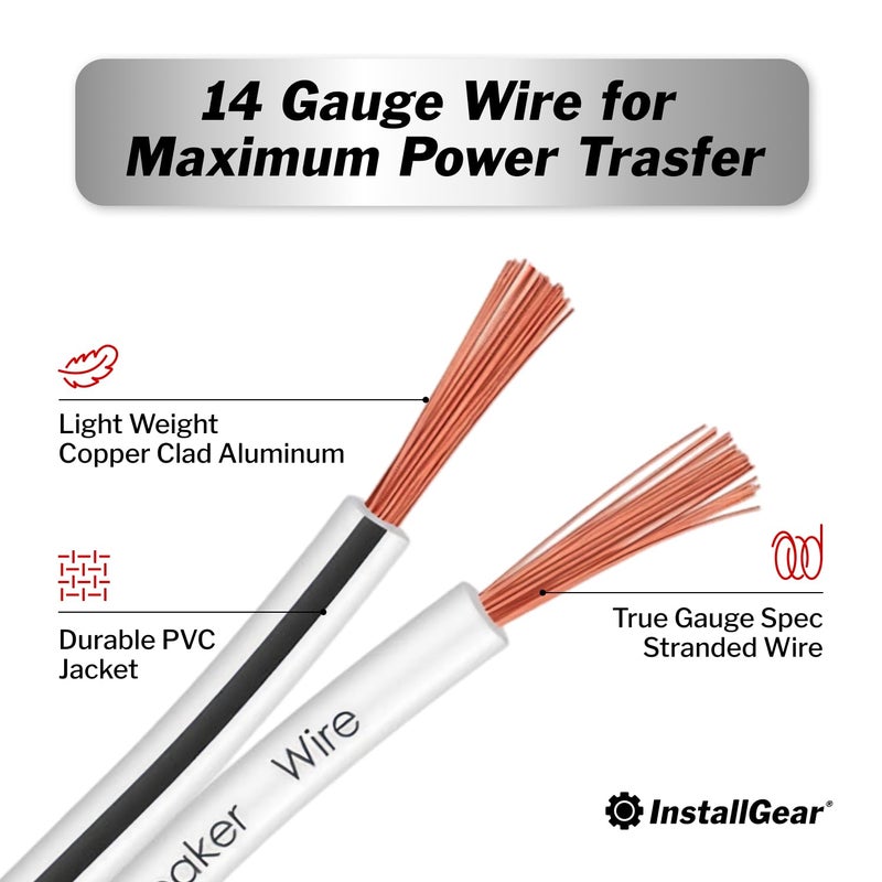 InstallGear 14 Gauge AWG Speaker Wire Cable - 30ft White, Outdoor & Automotive/Marine - Image 2