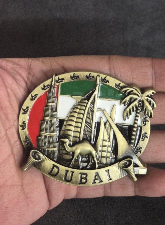 دي تي ديكتون مغناطيس ثلاجة معدني من دي تي ديكتون، أحمر وأخضر، تصميم دبي ثلاثي الأبعاد، مناسب للثلاجة، طاولة الدراسة، مكتب العمل، هدية مثالية، قطعة ديكور رائعة لمحبي السفر، 7 × 6 سم، عبوة من قطعة واحدة - Image 4