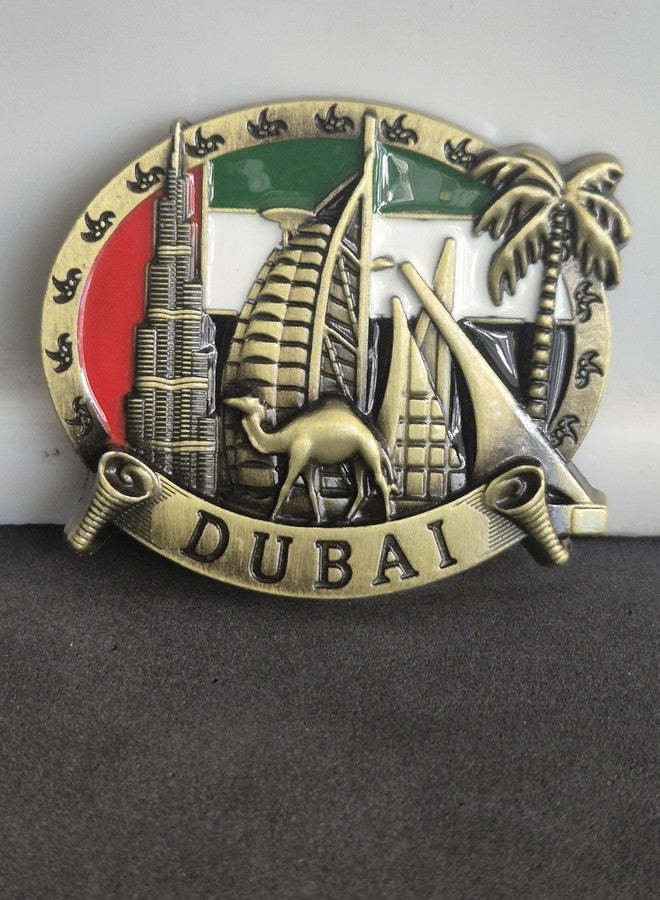 دي تي ديكتون مغناطيس ثلاجة معدني من دي تي ديكتون، أحمر وأخضر، تصميم دبي ثلاثي الأبعاد، مناسب للثلاجة، طاولة الدراسة، مكتب العمل، هدية مثالية، قطعة ديكور رائعة لمحبي السفر، 7 × 6 سم، عبوة من قطعة واحدة - Image 3