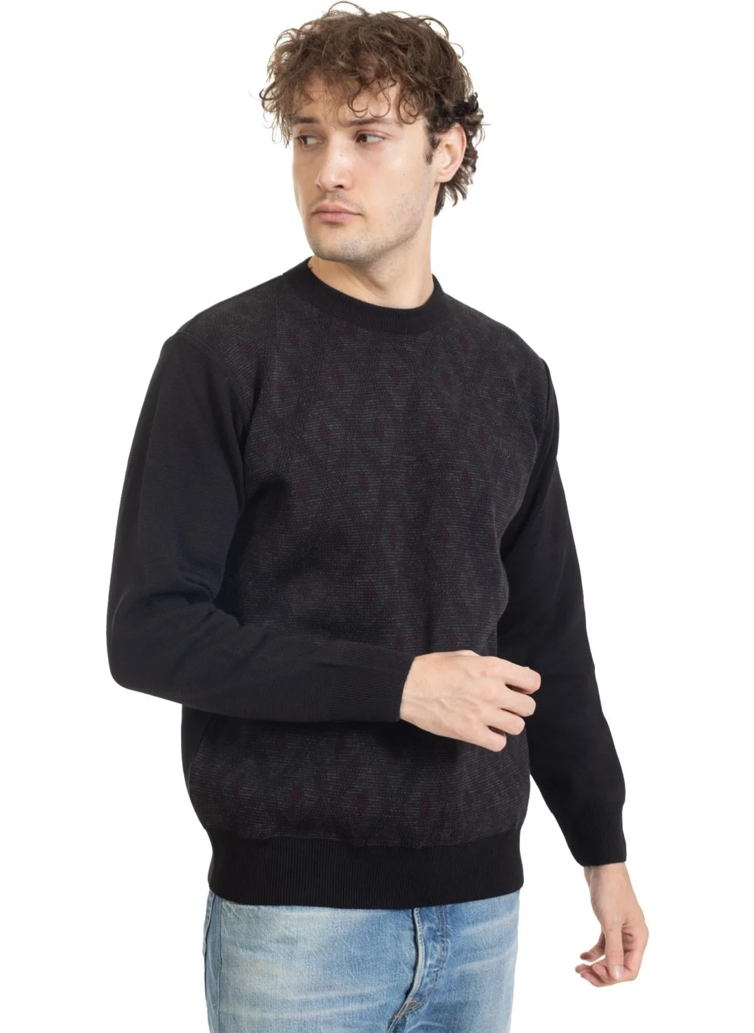 Mutlu City Men's Middle Age and Above Tight Woven Knitwear Acrylic Winter Dad Round Neck Sweater 2078