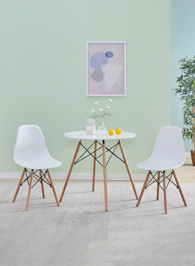 Taimi 3-Piece Dining Set Compact Mid-Century Modern Table And 2 Chair Set for Home White - Image 3