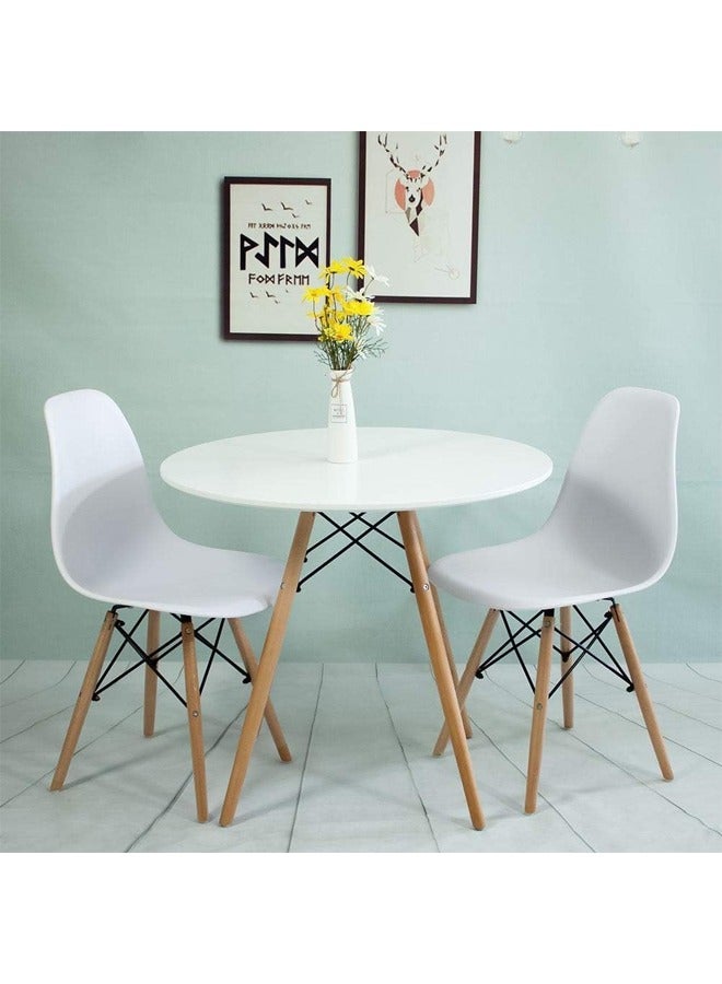 Taimi 3-Piece Dining Set Compact Mid-Century Modern Table And 2 Chair Set for Home White - Image 1
