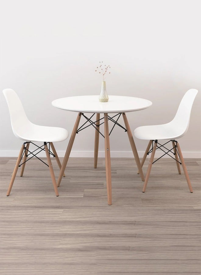 Taimi 3-Piece Dining Set Compact Mid-Century Modern Table And 2 Chair Set for Home White - Image 4