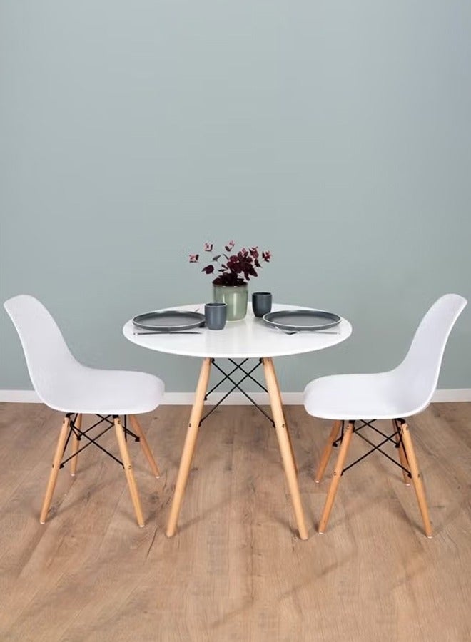 Taimi 3-Piece Dining Set Compact Mid-Century Modern Table And 2 Chair Set for Home White - Image 2