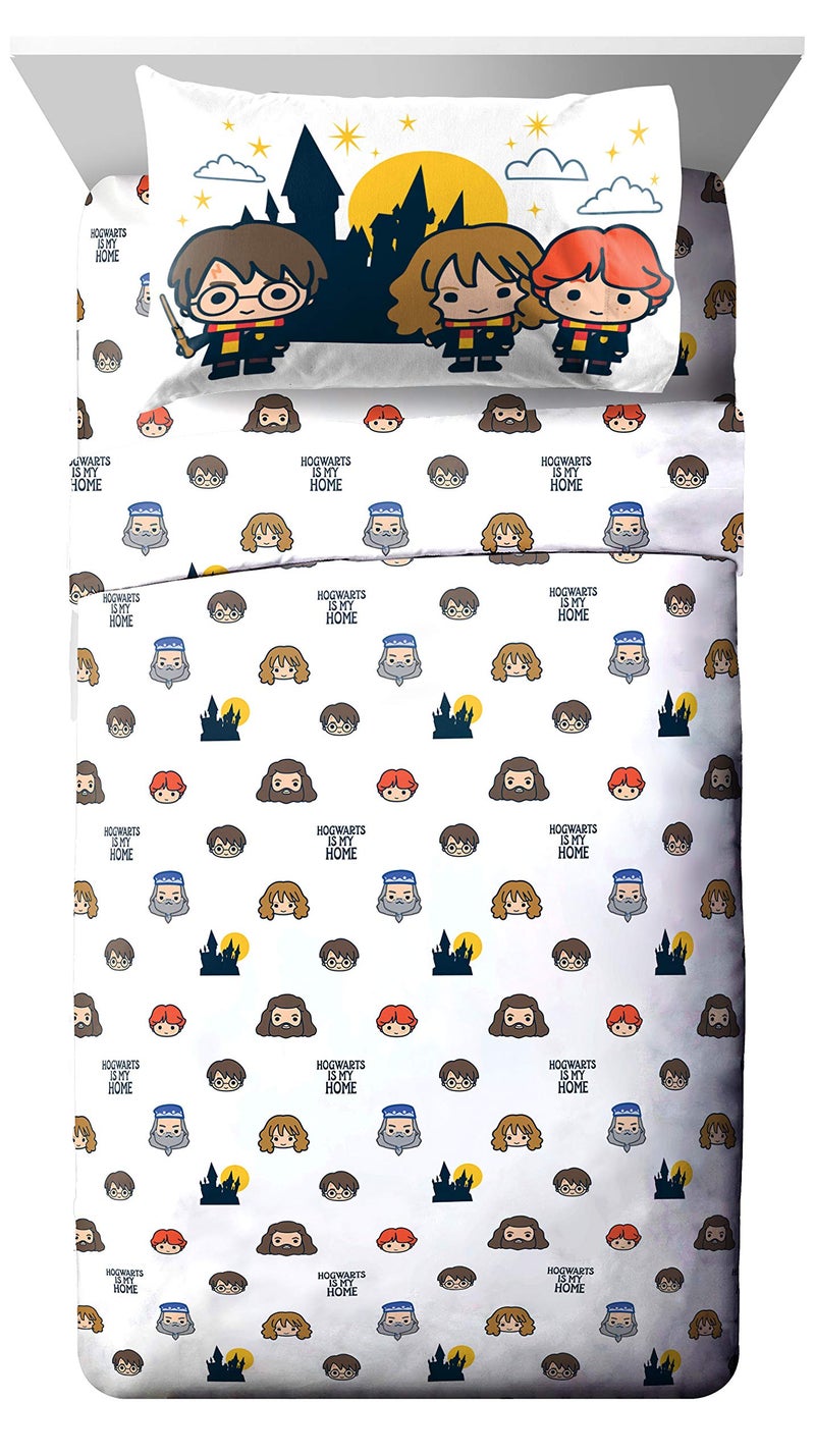 Jay Franco Kids Sheet Set with Fitted Flat Sheets  Pillow Cover  UltraSoft Bedding with Pillowcase for Room Decor Multi  Harry Potter 4 Piece Full