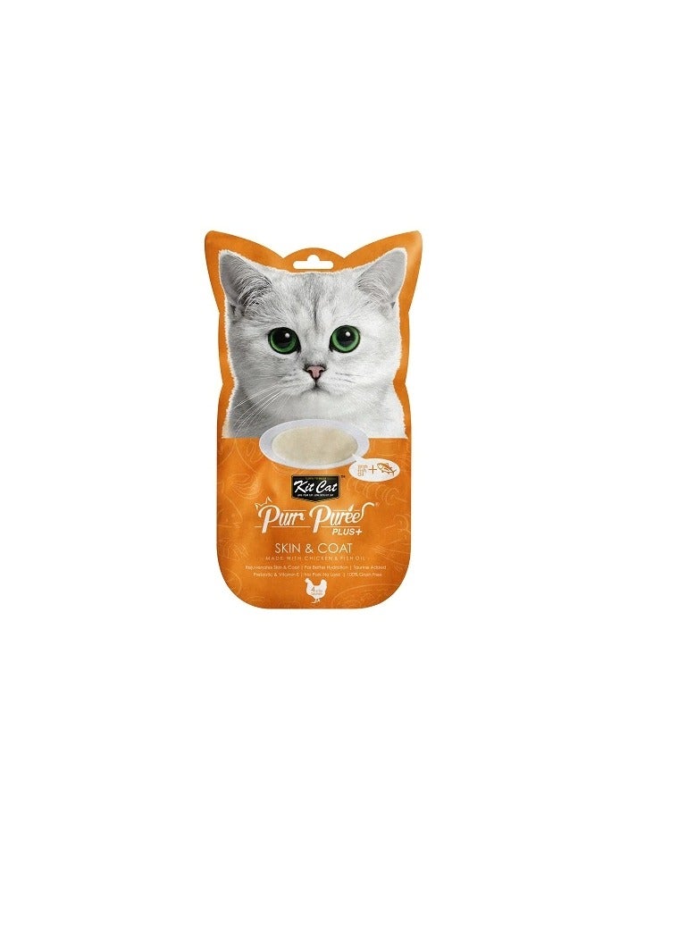 Kit Cat Purr Puree Plus Skin & Coat Chicken Cat Treats - Image 1
