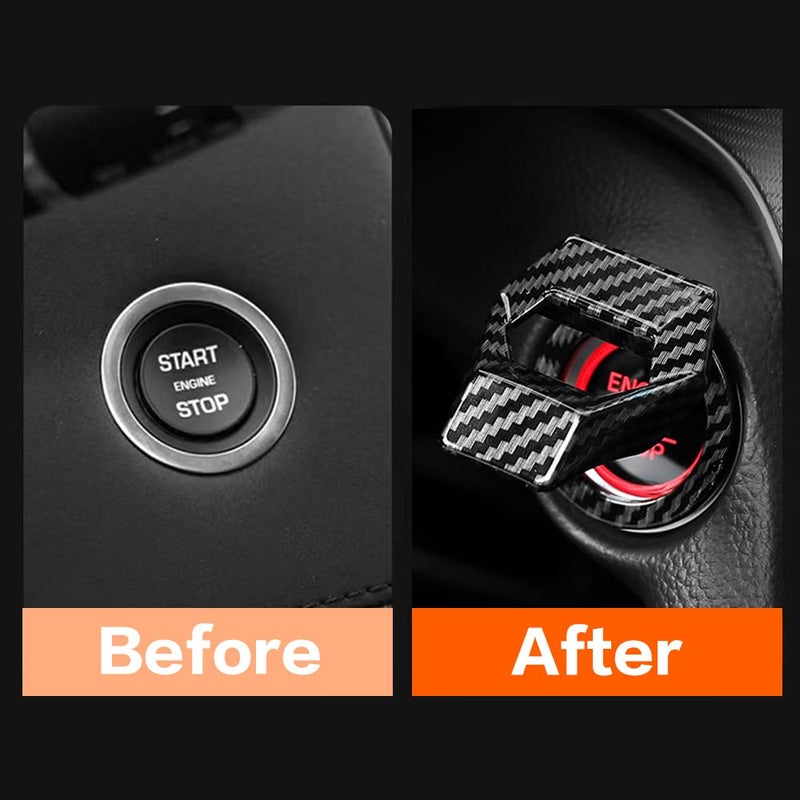 VARGTR Universal Engine Start/Stop Button Cover,Aluminum Alloy Car Power Control Trim,Push to Start Button Cover Key Protective Cover for Civic CRV XRV Challenger Charger CHR (Carbon Fiber) - Image 2