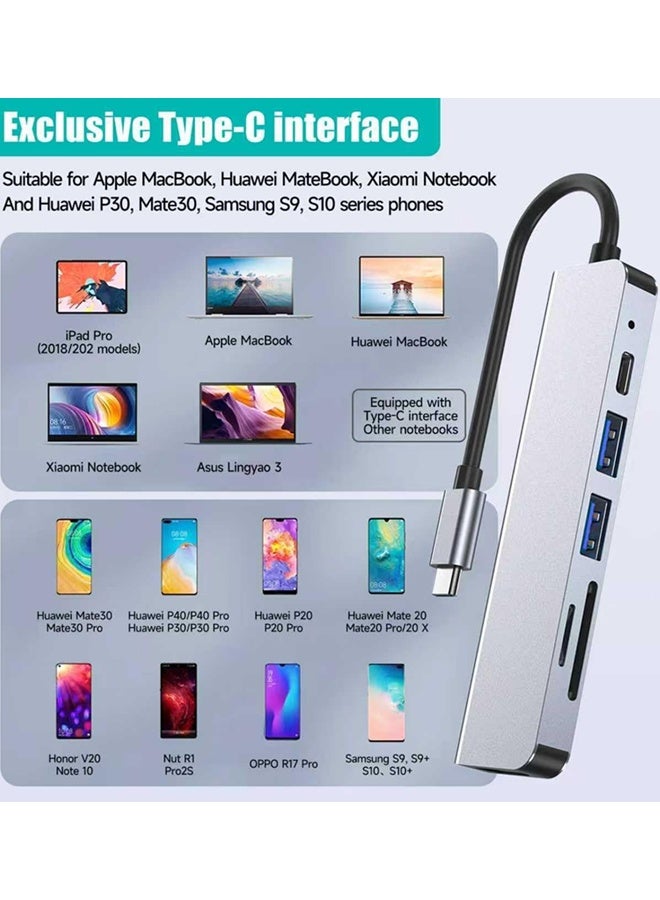 فيب هوم مجمع USB C 6 في 1 مع شحن بقدرة 100 واط، محول من نوع C إلى HDMI 4K 30 هرتز، مجموعات USB 3.0 بمنافذ نقل بيانات سرعة 5 جيجابت/ثانية - Image 5
