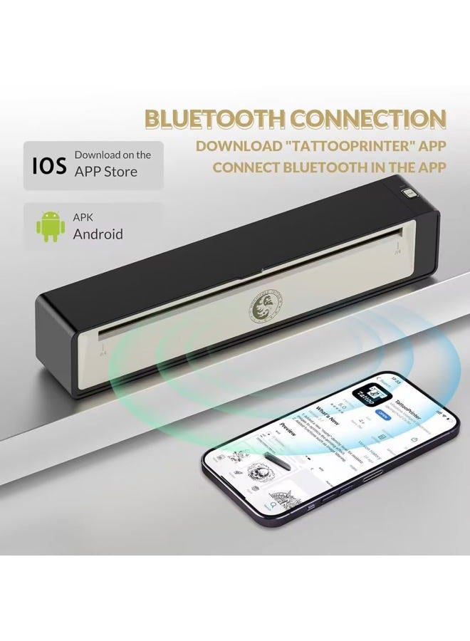 Wormhole Tattoo Stencil Printer, Wireless Bluetooth Tattoo Printer with 2500mAh Battery, Portable Tattoo Thermal Copier Machine Compatible with Smartphones & PC N202007 - Image 2