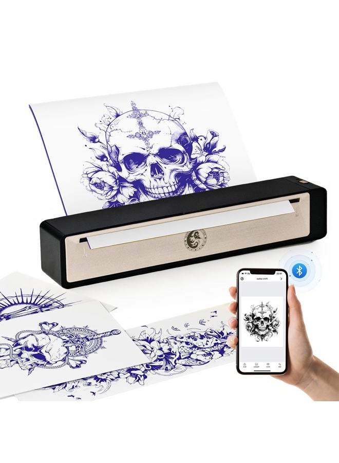 Wormhole Tattoo Stencil Printer, Wireless Bluetooth Tattoo Printer with 2500mAh Battery, Portable Tattoo Thermal Copier Machine Compatible with Smartphones & PC N202007 - Image 1