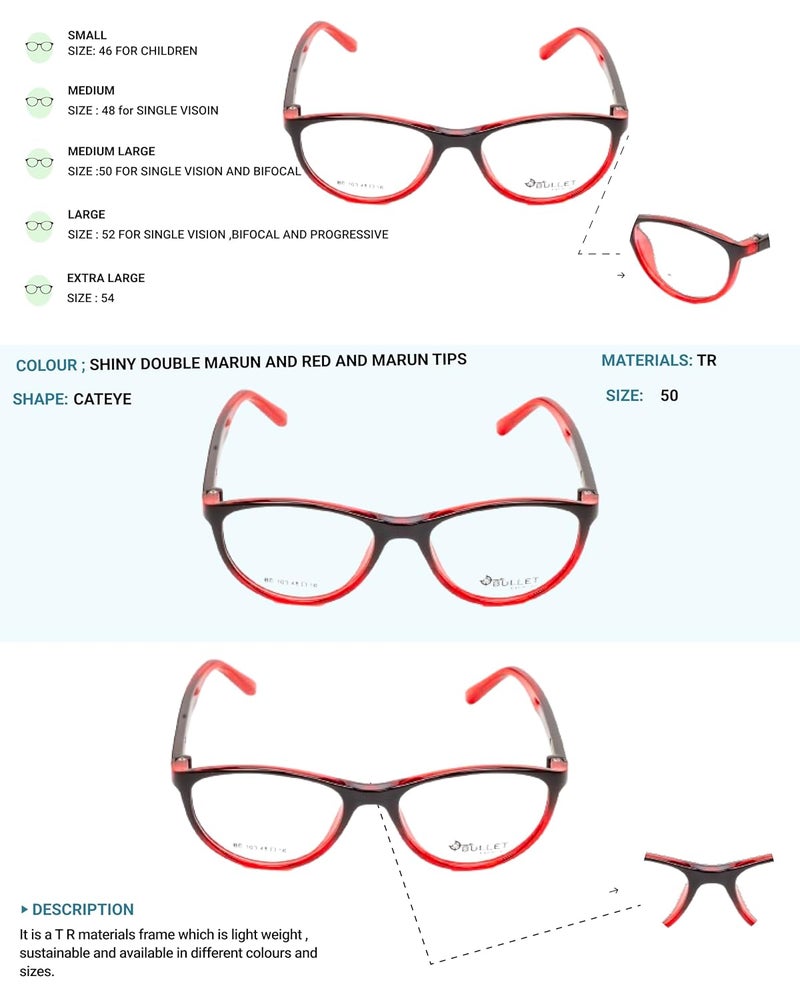 Lens + Lensplus Cateye Shape TR Full Rim Eyeglasses with Lightweight Unisex Eyewear for Men & Women | Stylish Computer & Daily Use Frame - Image 3