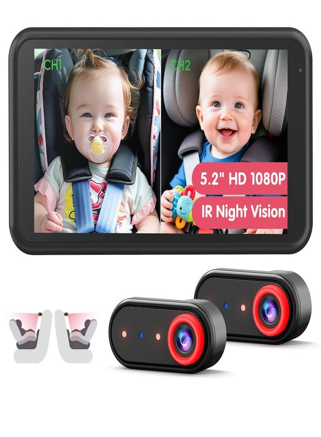 LUCKVIEW BM2 PRO Dual Baby Car Camera, 5.2" 1080P HD Display for Rear-Facing Car Seats, IR Night Vision, Anti-Shake Mount, Easy Install – Ideal for Parents with 2 Kids and Pets - Image 1
