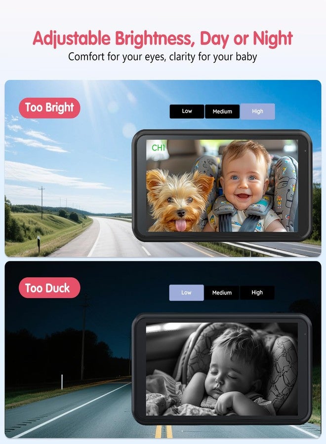 LUCKVIEW BM2 PRO Dual Baby Car Camera, 5.2" 1080P HD Display for Rear-Facing Car Seats, IR Night Vision, Anti-Shake Mount, Easy Install – Ideal for Parents with 2 Kids and Pets - Image 5