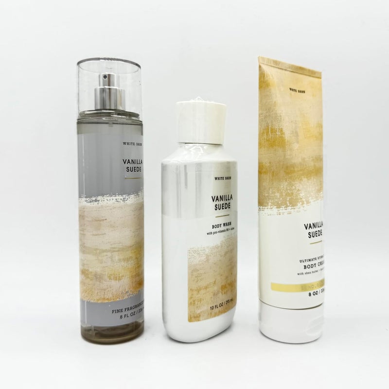 Vanilla Suede 3Piece Bath Body Bundle Fine Fragrance Mist Body Wash and Ultimate Hydration Body Cream - Image 4