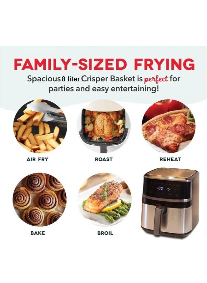 TOSCANA U Automatic Air Fryer 8L 1700W  with Digital Control, Preheat Function, and Overload Protection for Healthy Cooking without Oil - Image 4