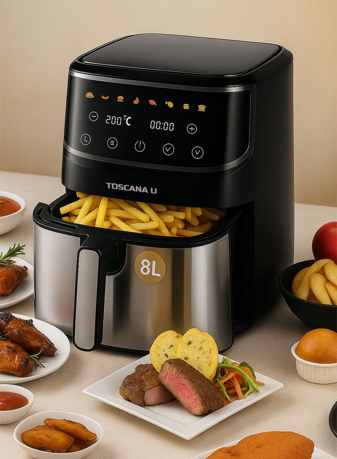 TOSCANA U Automatic Air Fryer 8L 1700W  with Digital Control, Preheat Function, and Overload Protection for Healthy Cooking without Oil - Image 1