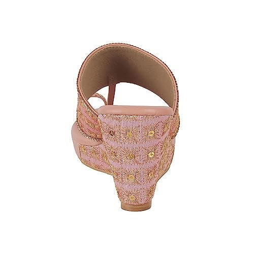 Metro Women Pink Ethnicwear Wedge Heel Sandal UK/3 EU/36 (35-346) - Image 4
