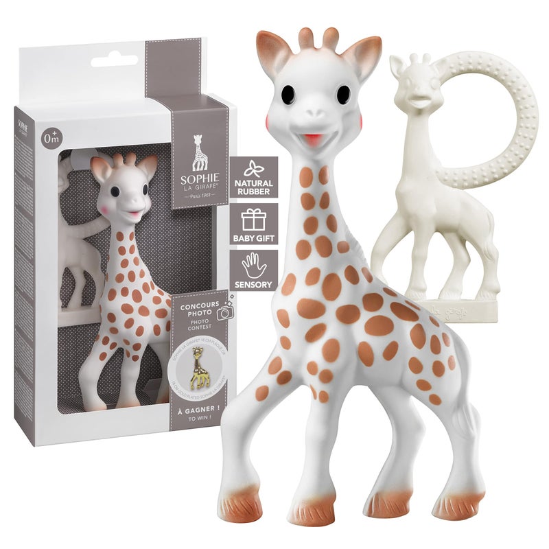 Sophie la girafe, Award Set | Includes Sophie la girafe, a Sophie la girafe Mini Teether & Photo Instructions | Handcrafted for 60 Years in France | Natural Rubber | Designed for Teething Babies - Image 1