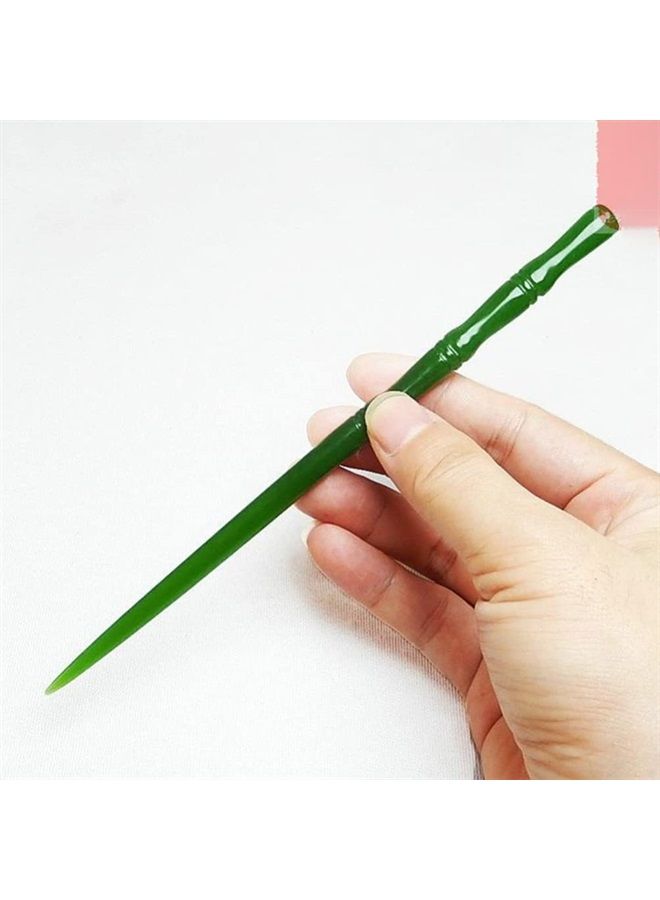 KALLORY Jade Hair Sticks Chinese Hair Chopstick Vintage Hairpin Bun Hairstyles Decorative Holder for Women Girls Long Hair Accessories 1 Count (Pack of 1) - Image 3