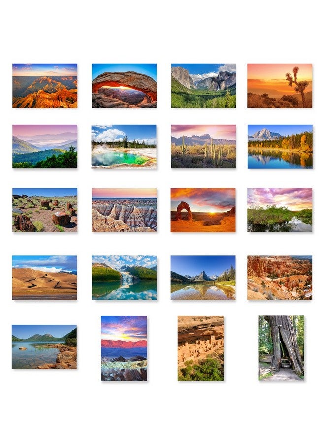 Postcard Fair US NATIONAL PARKS postcard set of 20. Post card variety pack depicting American national parks postcards. Made in USA. - Image 1