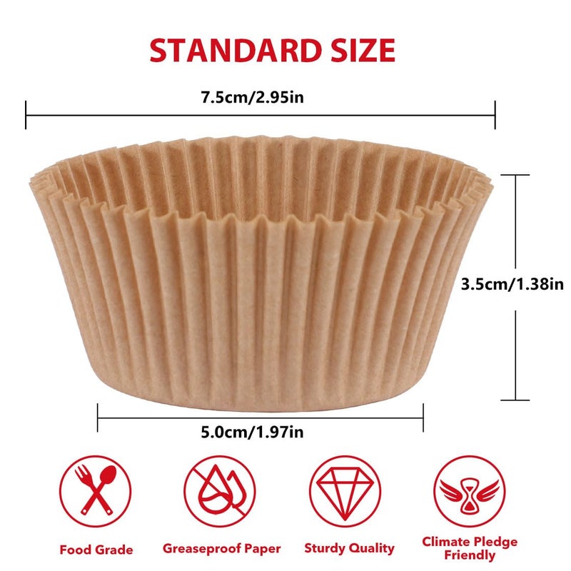 Caperci Standard Cupcake Liners for Baking 200 Counts - Caperci Greaseproof Muffin Baking Cups for Wedding Birthday Party Baby Shower Festivals (Natural) - Image 2