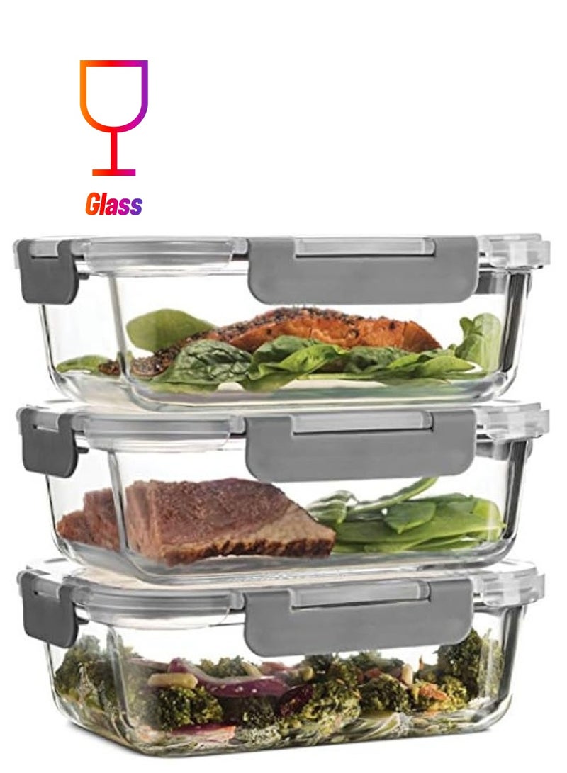 Green Tiger 6-Piece Superior Glass Food Storage Containers Set, 35oz Capacity - Newly Innovated Hinged Locking lids - 100% Leakproof Glass Meal-Prep Containers - Image 1