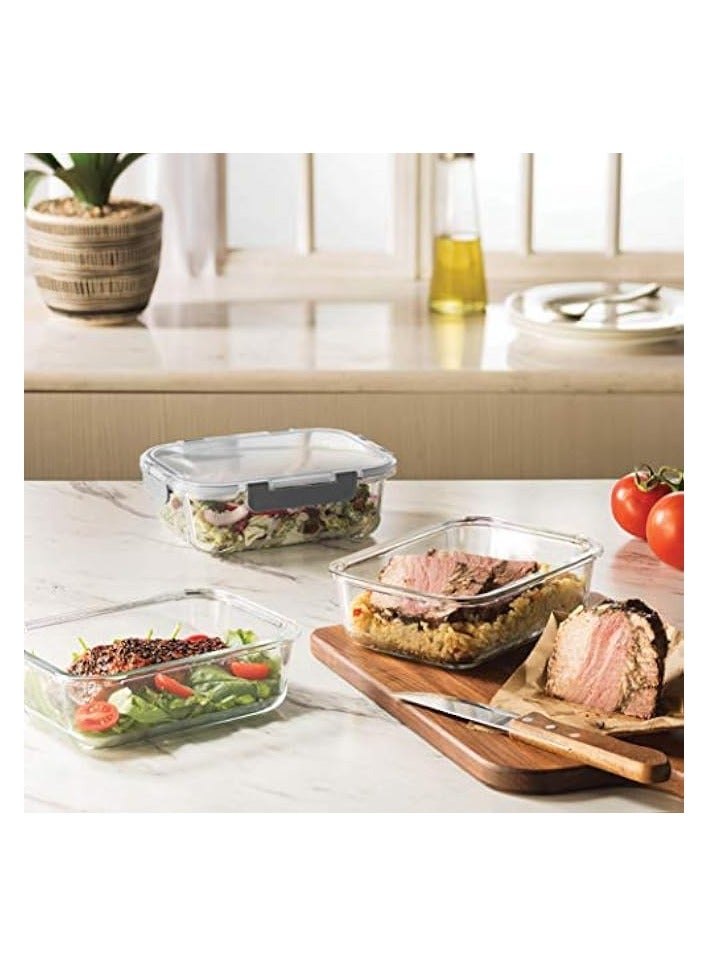 Green Tiger 6-Piece Superior Glass Food Storage Containers Set, 35oz Capacity - Newly Innovated Hinged Locking lids - 100% Leakproof Glass Meal-Prep Containers - Image 3